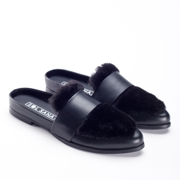 Sol Sana Faux Fur Tuesday Slide Black Size 37 - Picture 3 of 13
